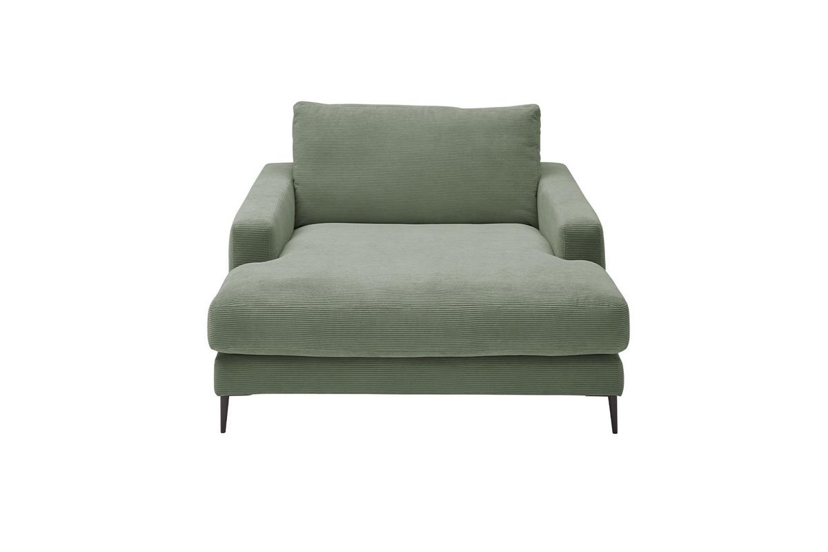 LONGSEAT CARA Grün Cord - Schwarz/Olivgrün, Textil/Metall (132/84/170cm) - KAWOLA