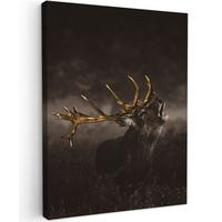 LEINWANDBILD Rotwild - Schwarz - Gold Room Decor 30x40 cm - Braun, Textil (30/40cm) - MuchoWow