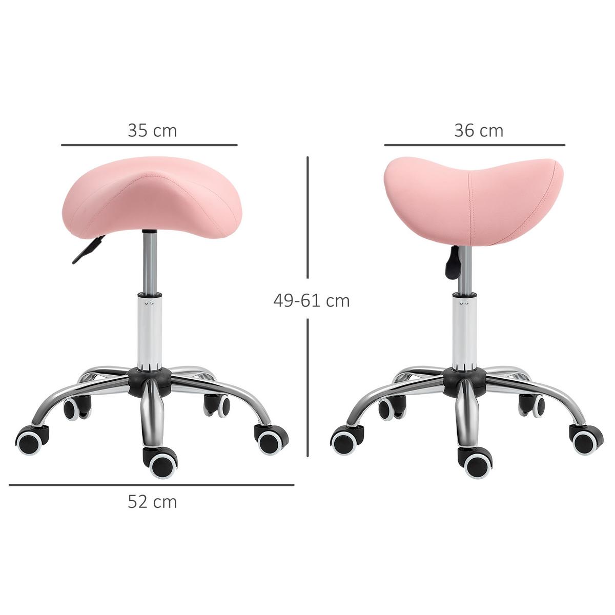 ROLLHOCKER PU Metall Rosa - Chromfarben/Rosa, Kunststoff/Metall (52/61/53cm) - HOMCOM