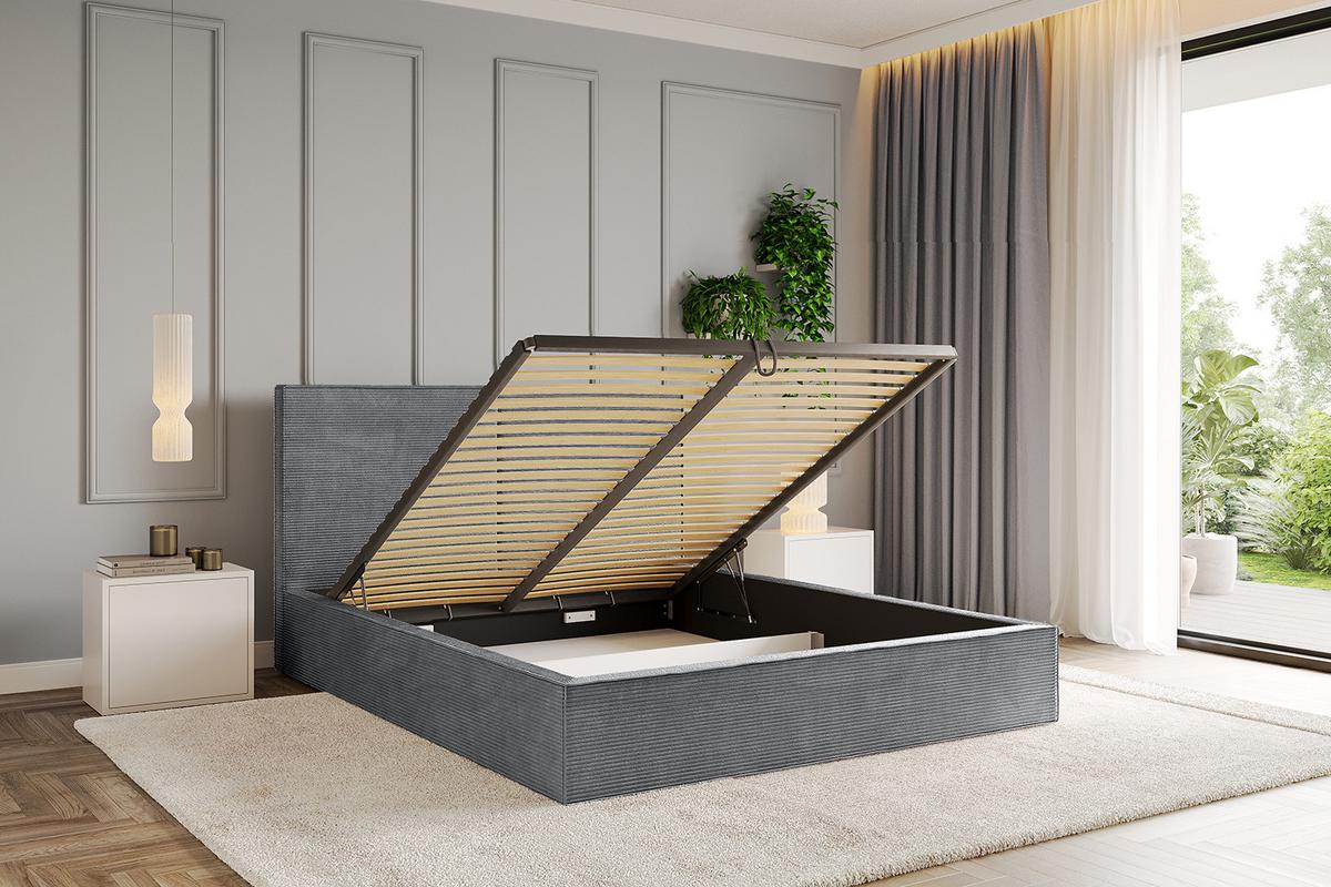 POLSTERBETT mit Bettkasten und Lattenrost, Boxbett ohne Matratze - EMMI 180x200 Dunkelgrau - Anthrazit, Holzwerkstoff/Textil (180/200cm) - ALTDECOR