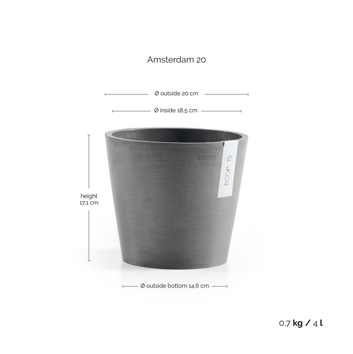 BLUMENTOPF Amsterdam 20/17,1 cm Grau - Grau, Kunststoff (20/17.1cm) - Ecopots