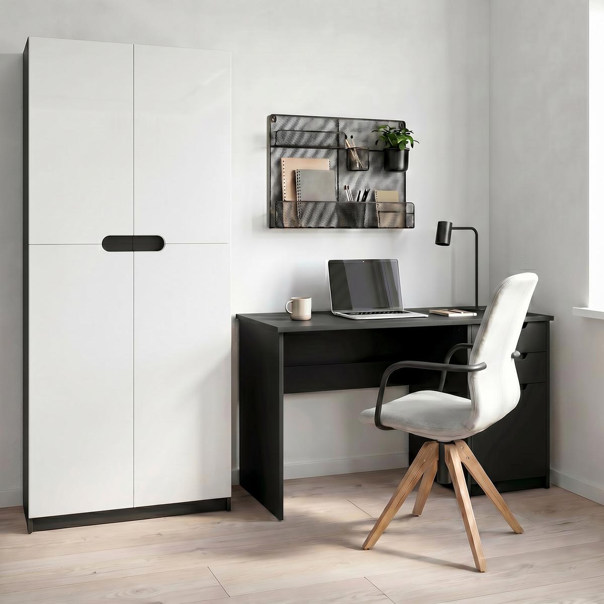 BÜROSCHRANK Logan Fronten in Weiß matt - Weiß, Holzwerkstoff (82/184/37cm) - Vladon