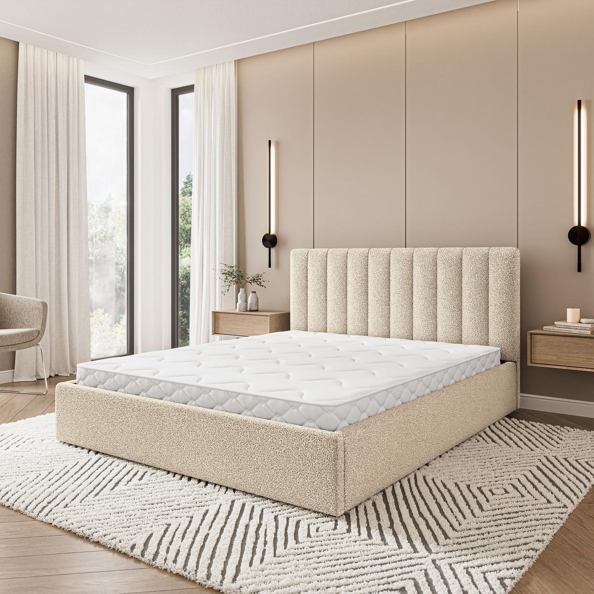 POLSTERBETT DEMERA Q 180x200 cm mit Bettkästen - Creme - Creme, Holz (180/200cm) - MASSENO