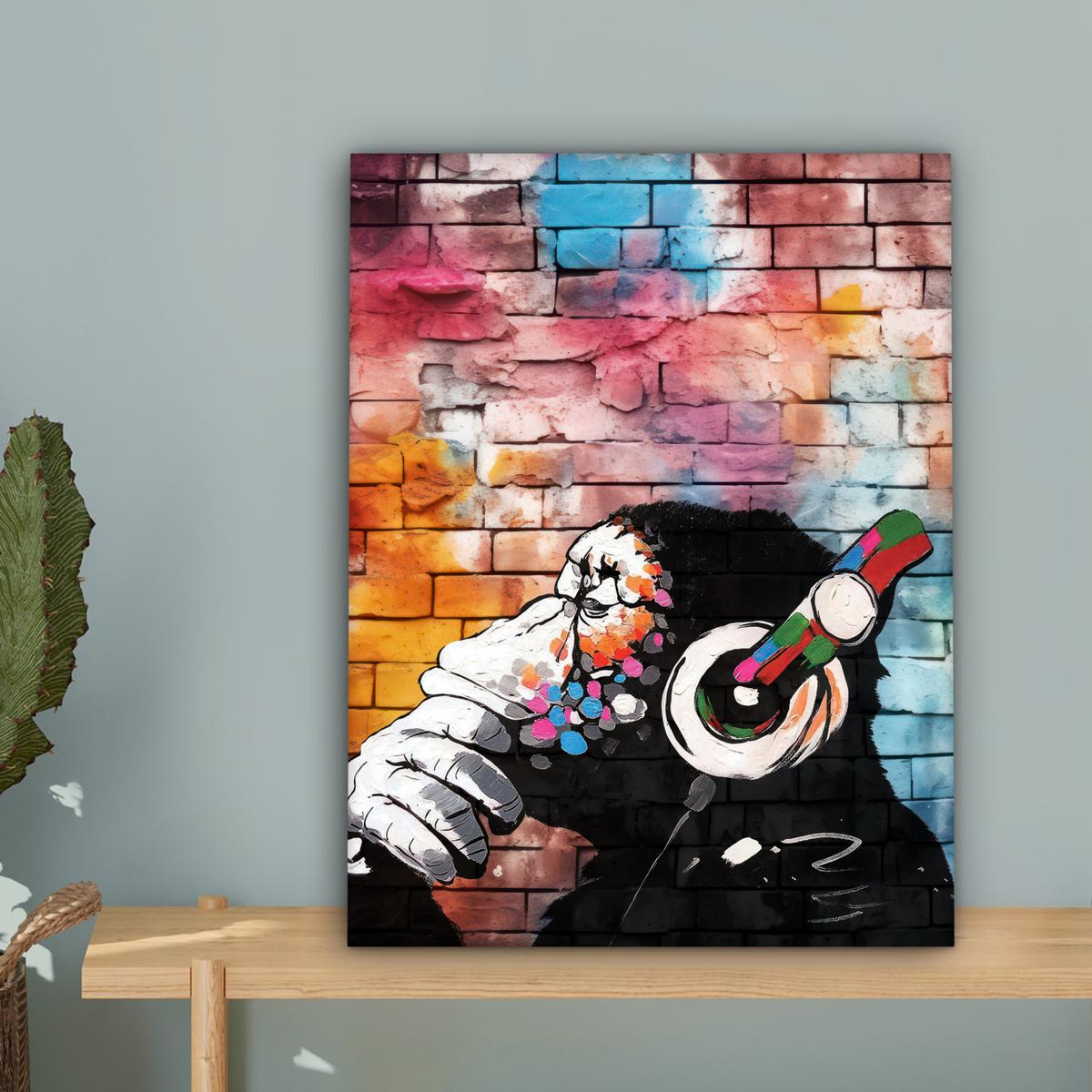 LEINWANDBILD Affe - Graffiti - Musik Room Decor 30x40 cm - Multicolor, Textil (30/40cm) - MuchoWow