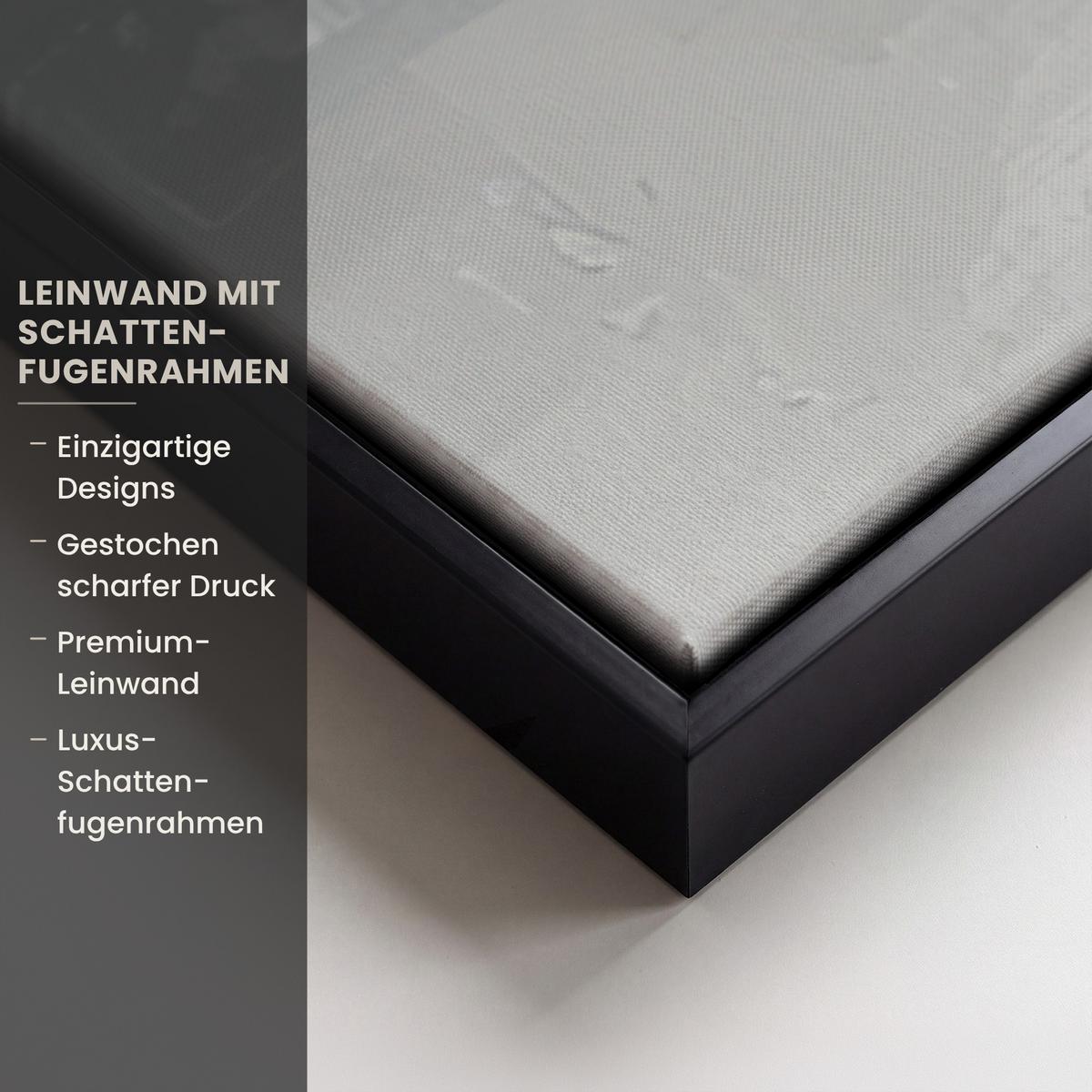 LEINWAND Bilder mit Rahmen - Kunst - Grau - Gold - Abstrakt - 150x100 - Dunkelgrau, Textil (150/100cm) - MuchoWow