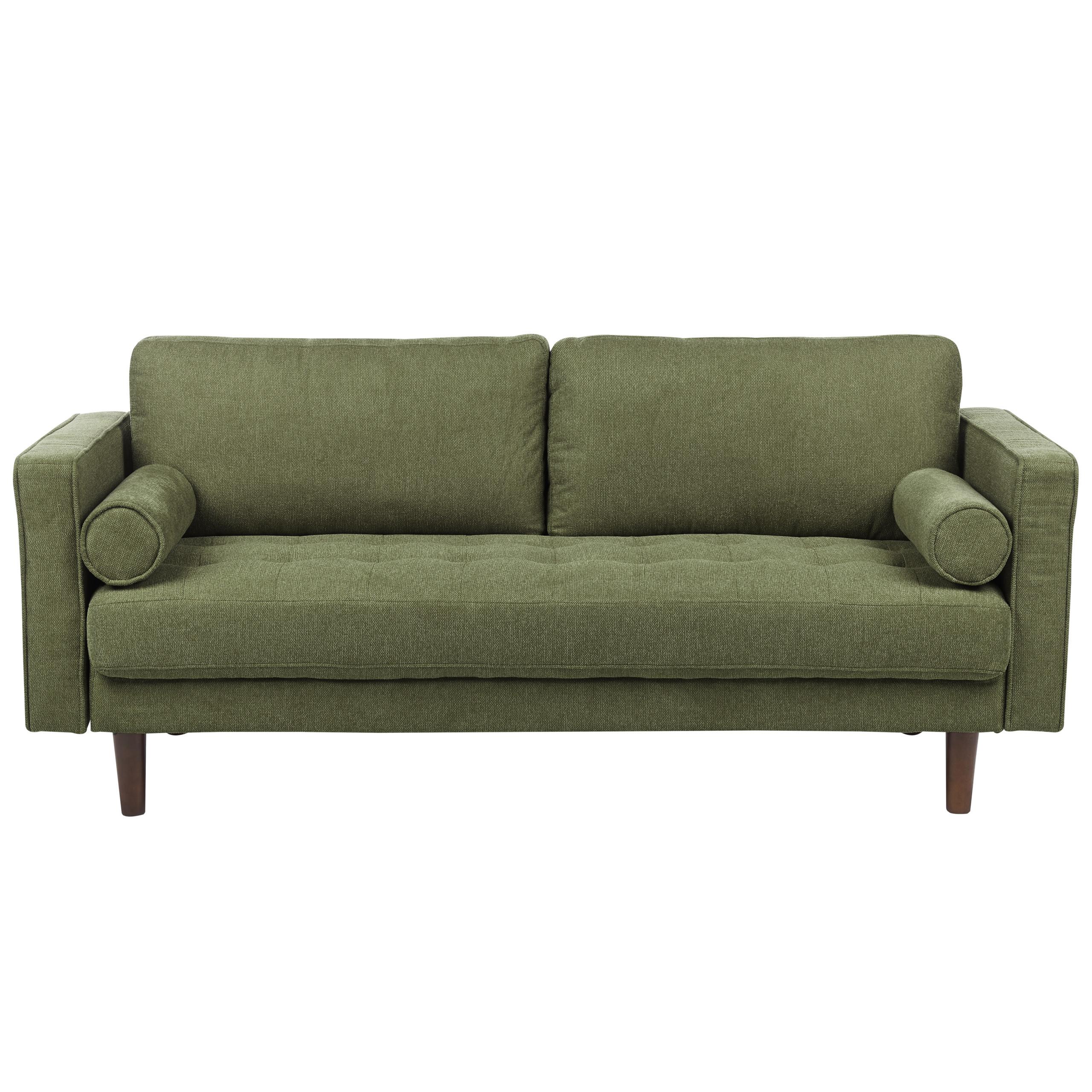 3-SITZER-SOFA dunkelgrün Nurmo - Dunkelbraun/Grün, Textil (177/78/74cm) - Beliani