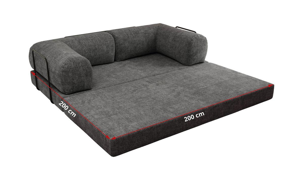 3-SITZER SOFA ORSETTO - Dunkelgrau Schenille grob gewebt - Dunkelgrau/Schwarz, Textil/Metall (200/70/100cm) - MKS