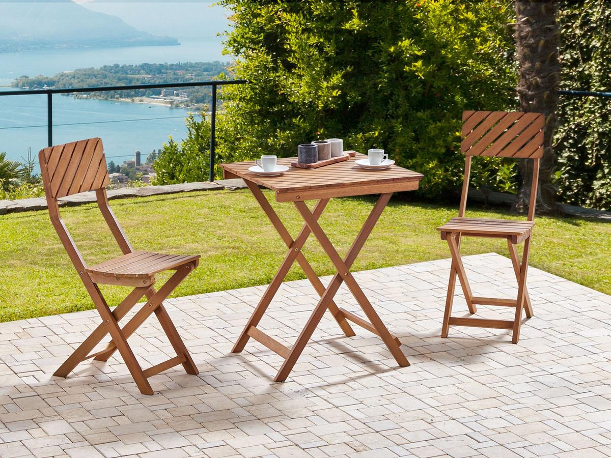 BALKONSET 2-Sitzer Holz dunkler Holzfarbton Ardore - Dunkelbraun, Holz - Beliani