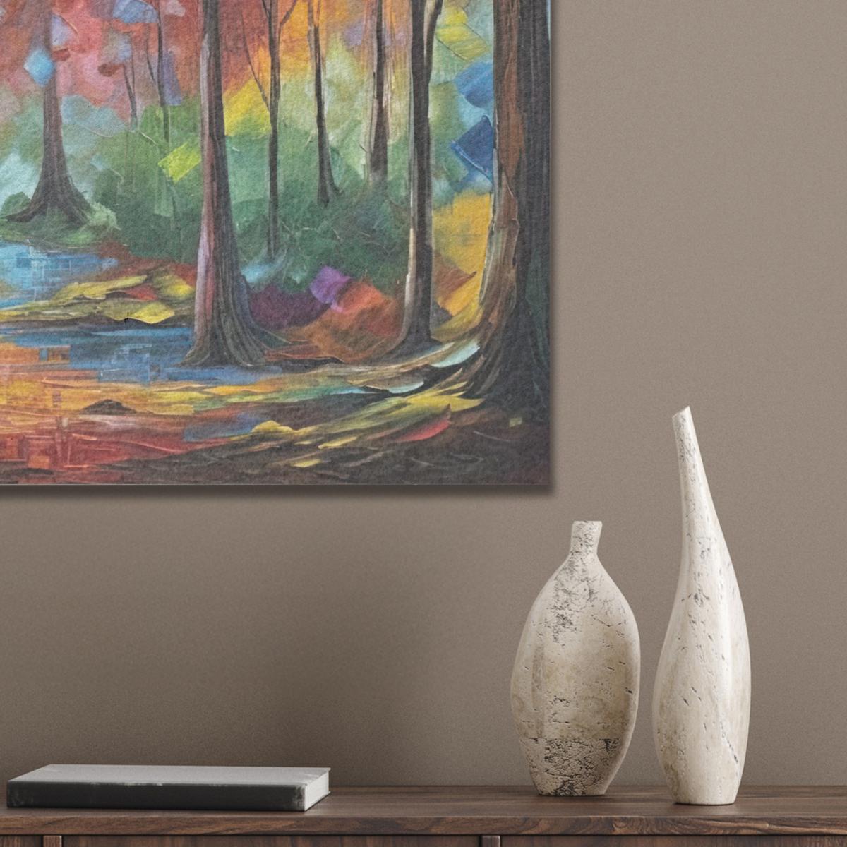 AKUSTIKBILD Landschaft - Wald - Farben - Natur Wanddeko 70x50 cm - Multicolor, Kunststoff (70/50/0.9cm) - MuchoWow