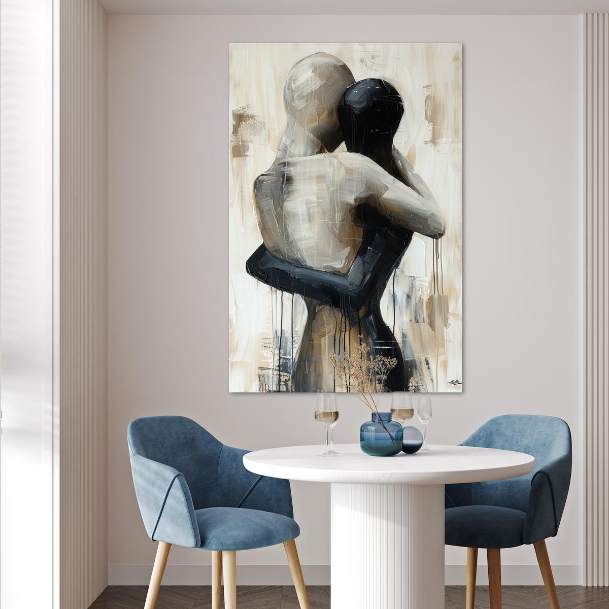 POSTER Abstrakt - Liebe - Schwarz und weiß - Modern Wandbild Schlafzimmer 80x120 cm - Schwarz, Papier (80/120/0.1cm) - MuchoWow