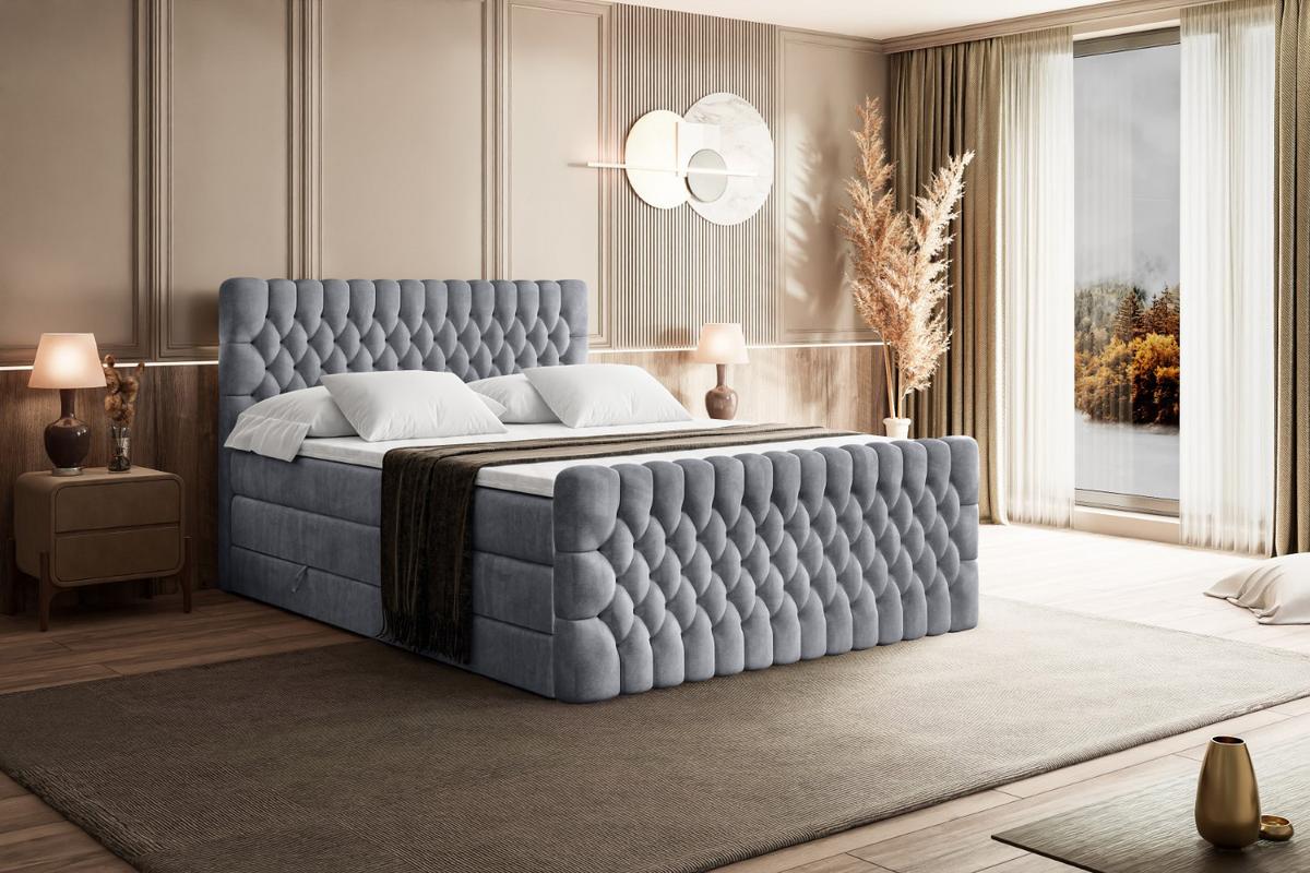 BOXSPRINGBETT SERENE-Z KING - 140 x 200 - H3/H4 - Hellgrau - Hellgrau, Holzwerkstoff (140/200cm) - ALTDECOR