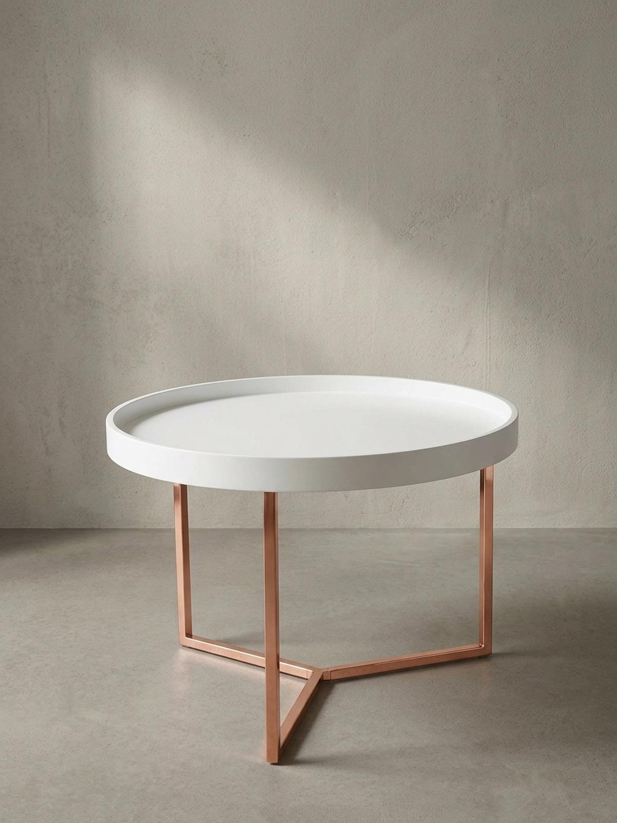 SOFATISCH LIA Rund mit Metallgestell, abnehmbares Tablett und Anti-Rutsch-Noppen, Bronze 58 x 58 x 42 cm - Braun/Bronzefarben, Holz/Metall (58/58/42cm) - KADIMA DESIGN