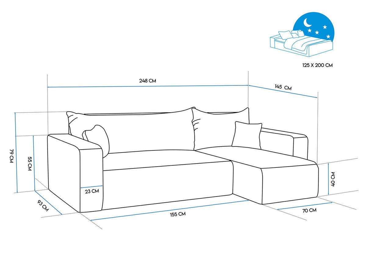 ECKSOFA Creme in Bouclé, Teddystoff mit Bettkasten - Creme, Textil (248/145cm) - Idohome