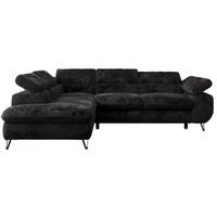 ECKSOFA PETER L Schwarz Plüsch - Links Seite - Schwarz, Textil/Metall (208/273cm) - MKS