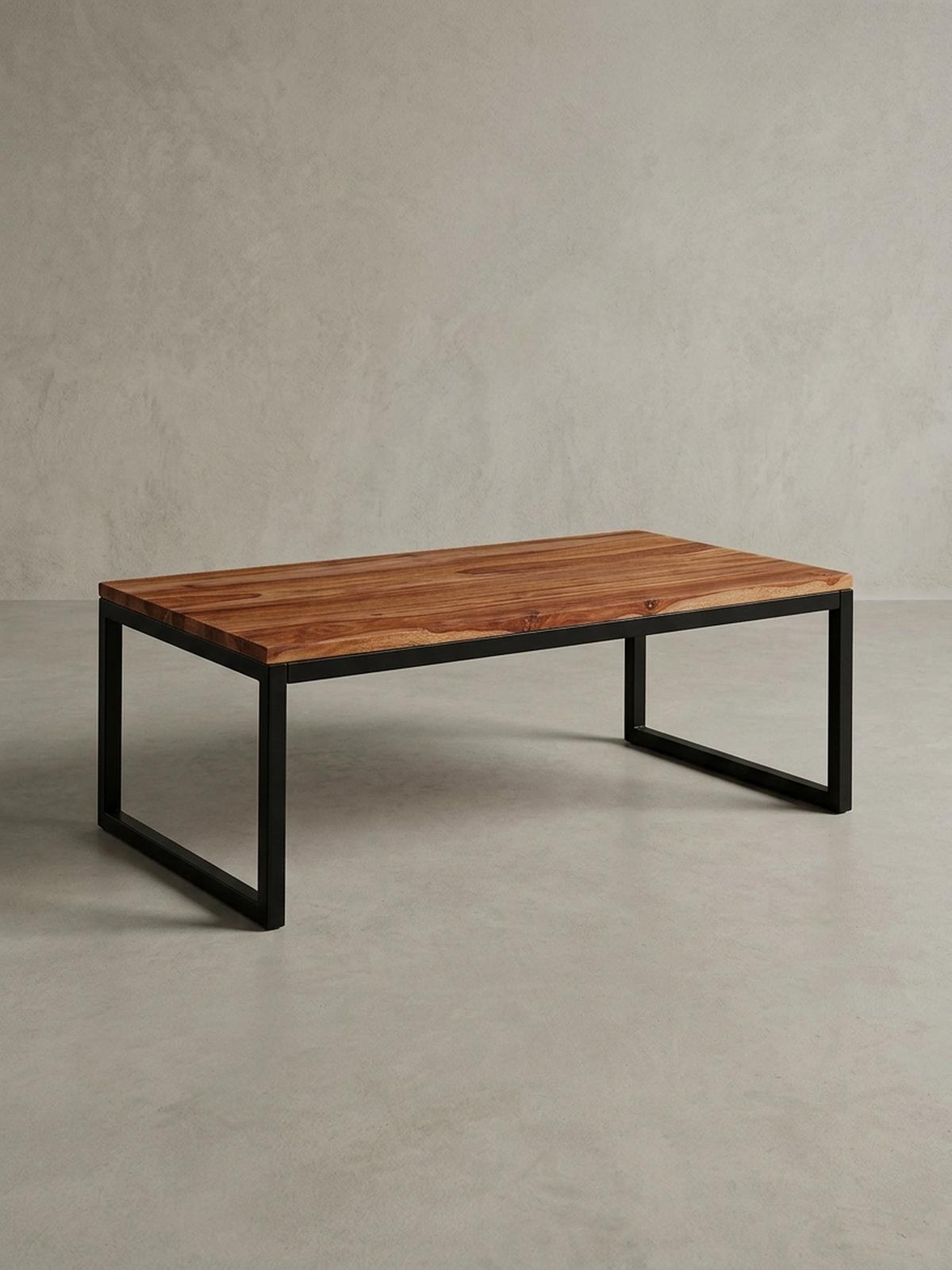 COUCHTISCH Industrie-Stil in Sheesham-Holz massiv, Unikat mit einzigartiger Maserung - Schwarz/Braun, Holz/Metall (60/110/40cm) - KADIMA DESIGN