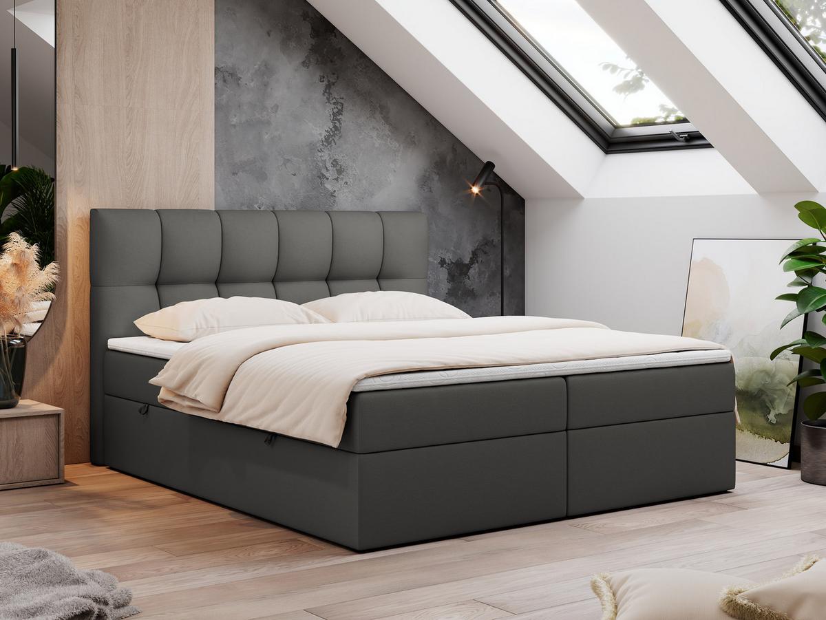 BOXBETT RICO 200/200 Dunkelgru Kunstleder - H3 - Dunkelgrau, Holz/Textil (200/200cm) - MKS