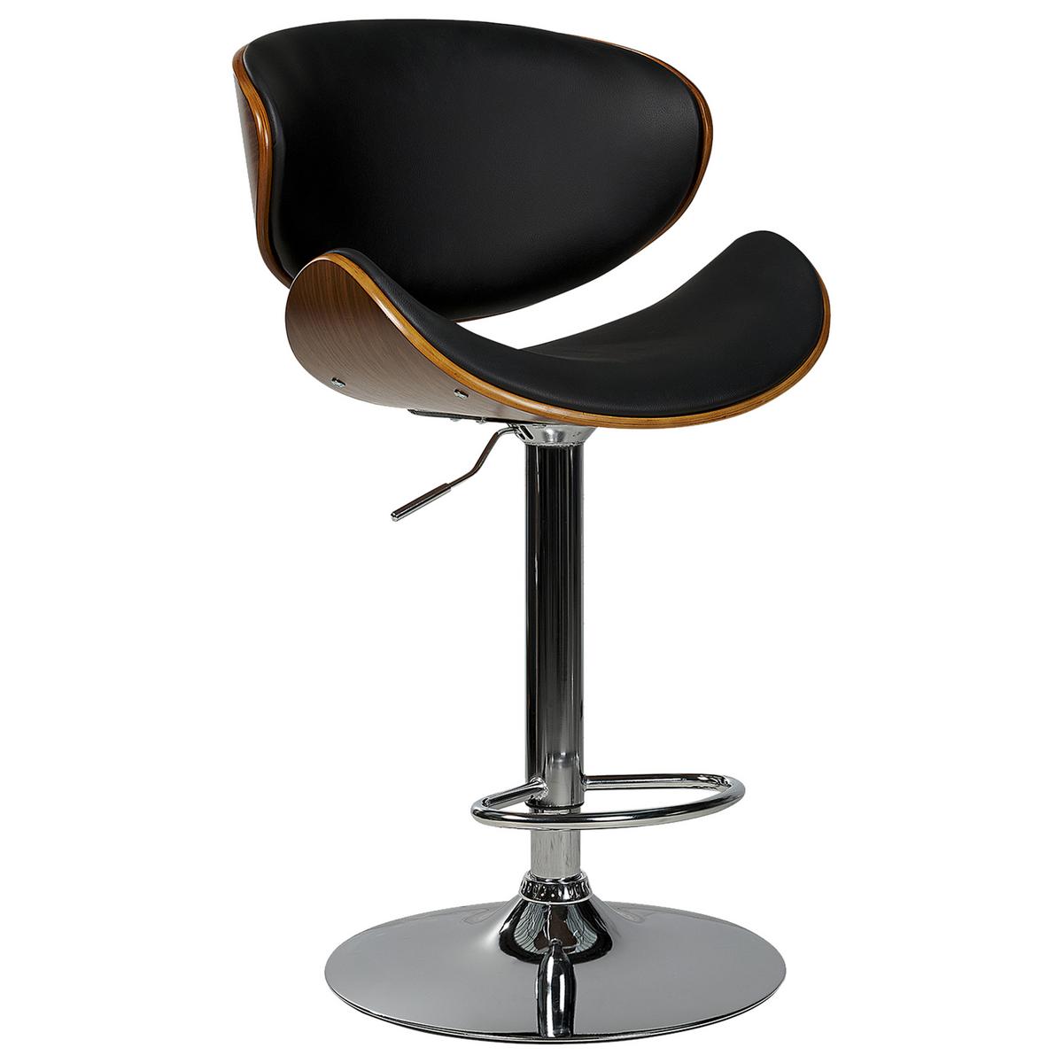 BARSTUHL 2er-Set Kunstleder drehbar SchwarzvRotterdam - Schwarz, Kunststoff (52/93/45cm) - Beliani