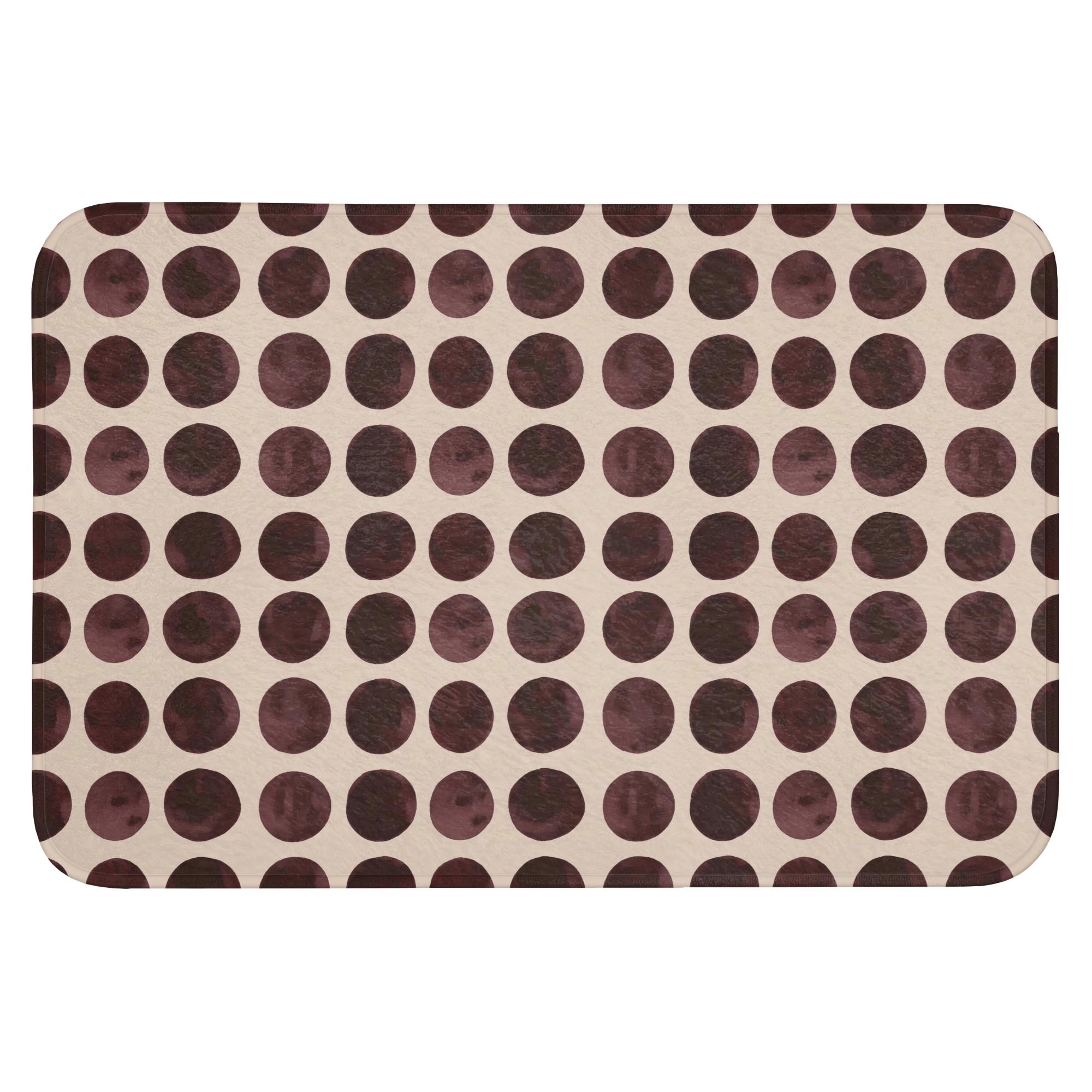 BADEMATTE Polka dots - Muster - Braun Badvorleger 90x60 cm - Bordeaux, Textil (90/60cm) - OnlyWow