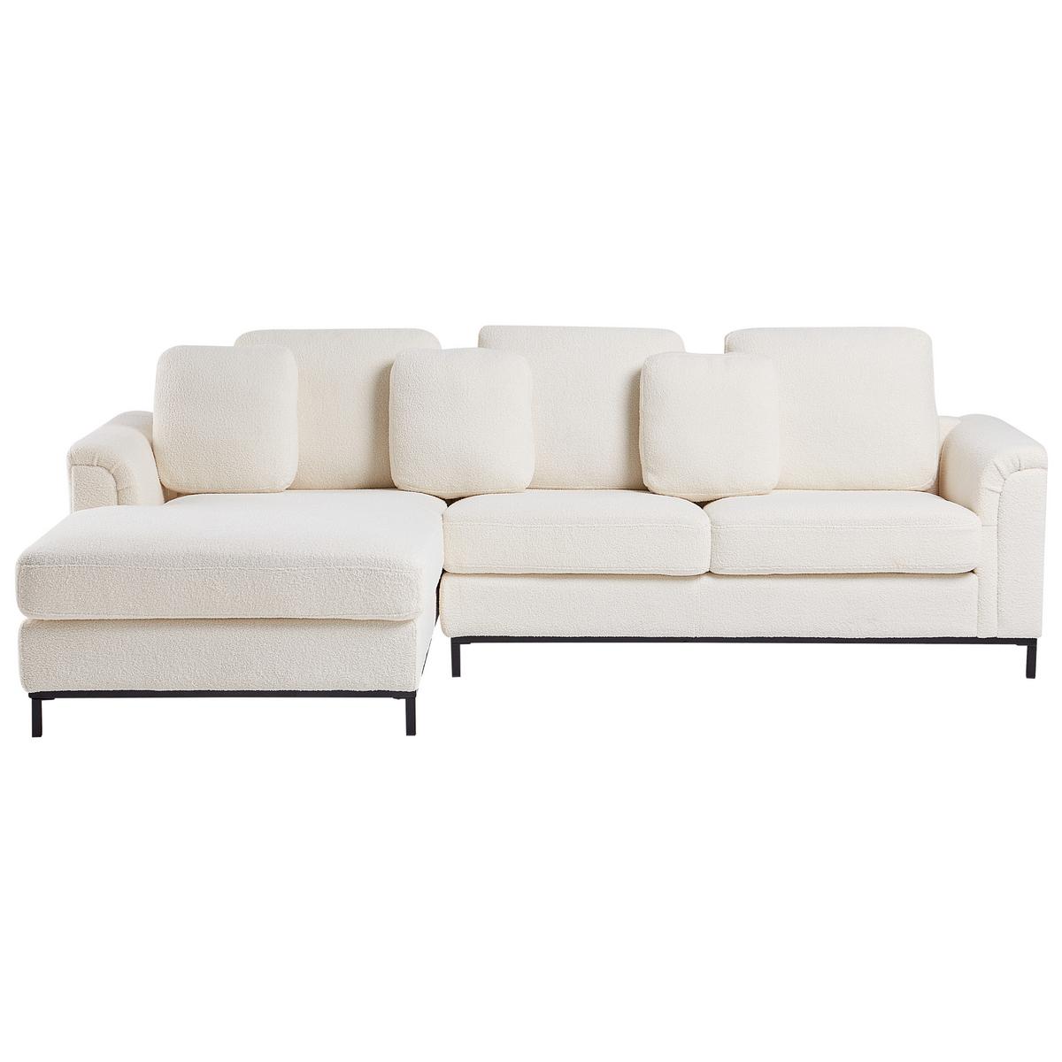 ECKSOFA 4-Sitzer Bouclé Weiß rechtsseitig Oslo - Schwarz/Weiß, Textil (270/151cm) - Beliani