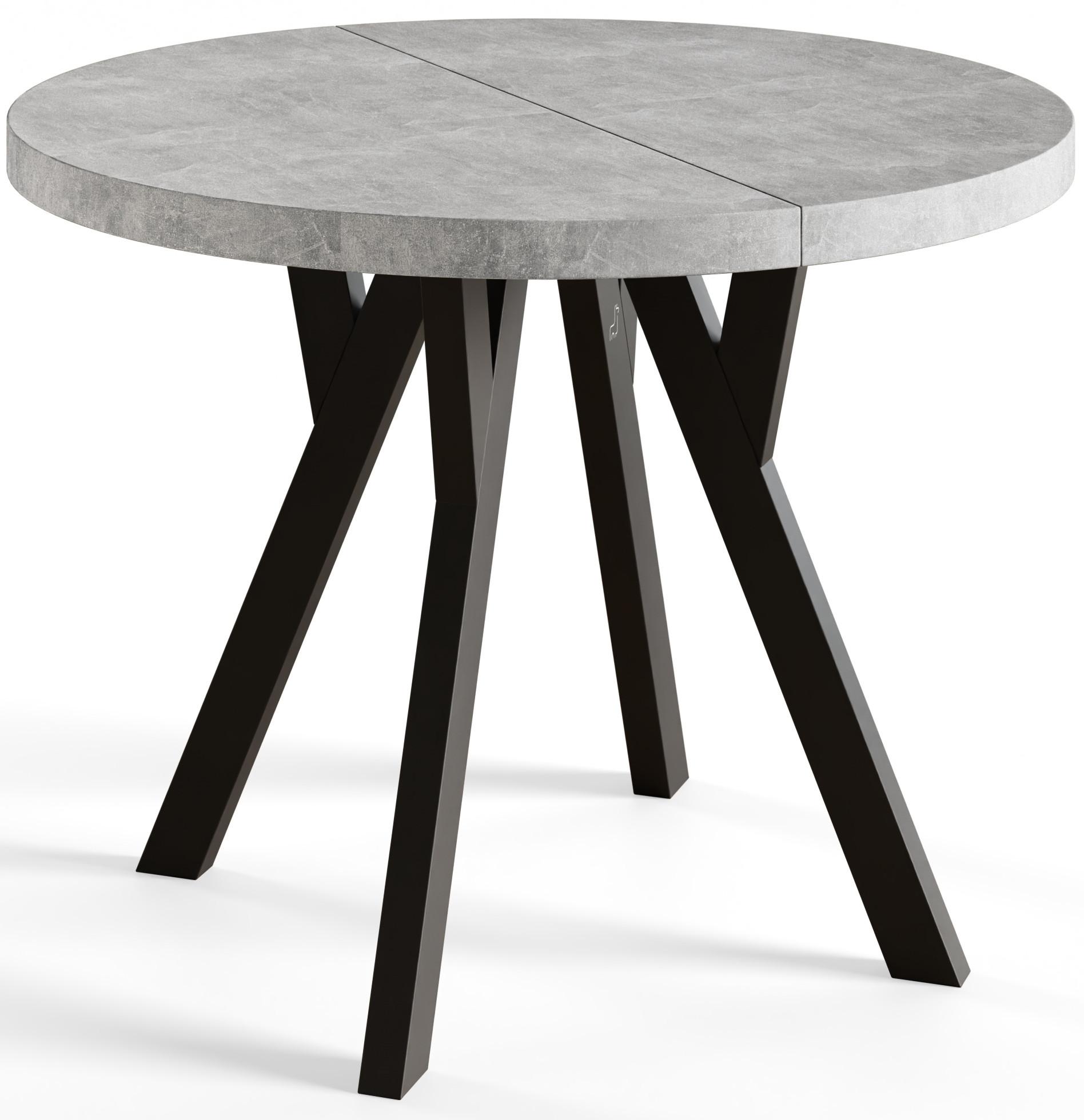 RUNDER Esstisch ausziehbar – Moderner Wohnzimmertisch und Küchentisch – Tisch mit Stabile Konstruktion, Durchmesser 110 cm - 210 cm - Farbe At - Schwarz/Grau, Holzwerkstoff (110/110/77cm) - Alpi-Möbel