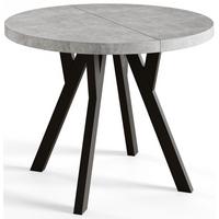 RUNDER Esstisch ausziehbar – Moderner Wohnzimmertisch und Küchentisch – Tisch mit Stabile Konstruktion, Durchmesser 80 cm - 130 cm - Farbe At - Schwarz/Grau, Holzwerkstoff (80/80/77cm) - Alpi-Möbel