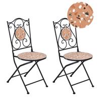 GARTENSTUHL 2er-Set Schwarz Adrano - Schwarz/Orange, Metall (39/87/47cm) - Beliani