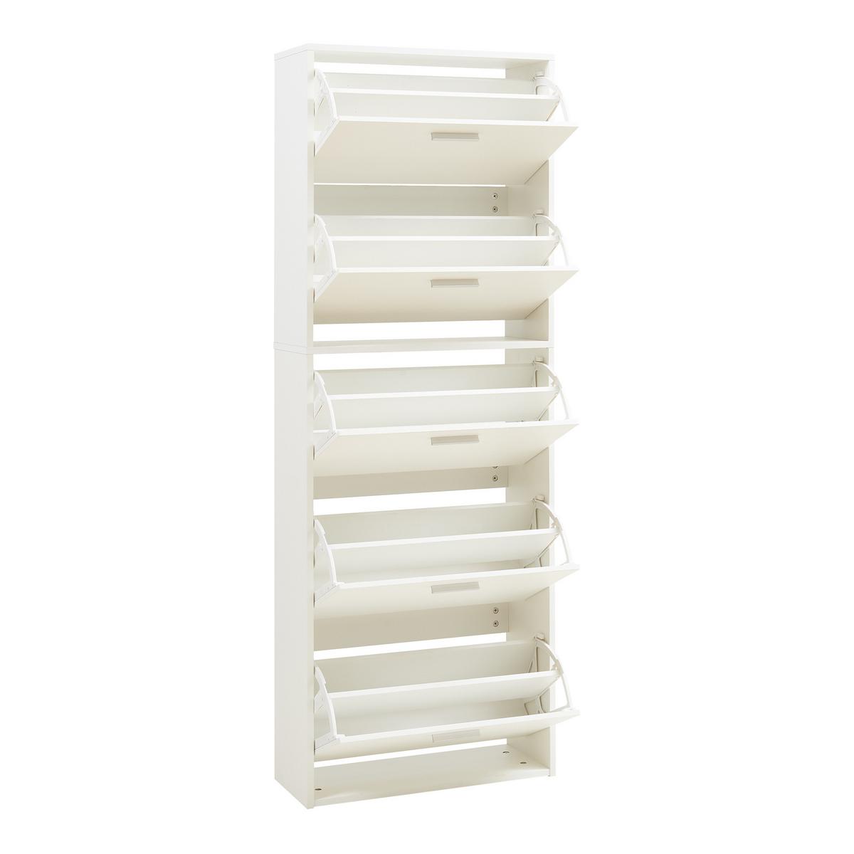 SCHUHSCHRANK Sykkylven - Weiß, Holzwerkstoff (60/169/24cm) - [en.casa]