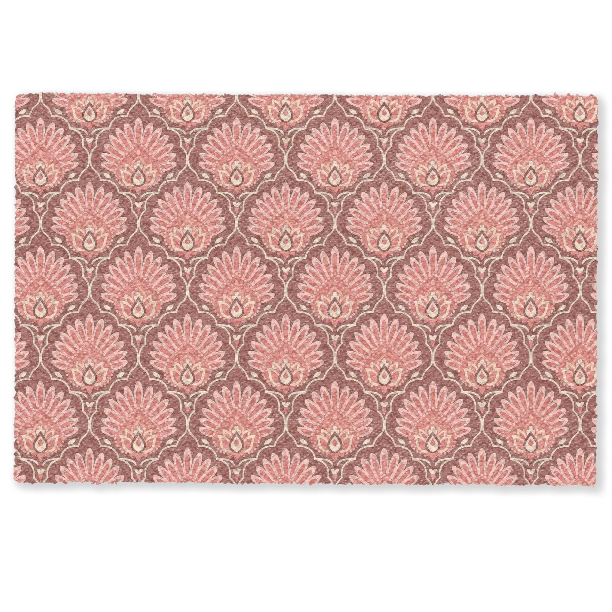 FUSSMATTE Fächermotiv - Muster - Rosa Türmatte 90x60 cm - Altrosa, Kunststoff (90/0.4cm) - MuchoWow