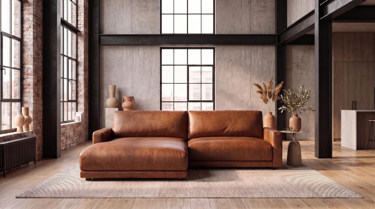 ECKSOFA MARLIN Braun Lederfaserstoff - Schwarz/Braun, Leder/Kunststoff (262/168cm) - KAWOLA