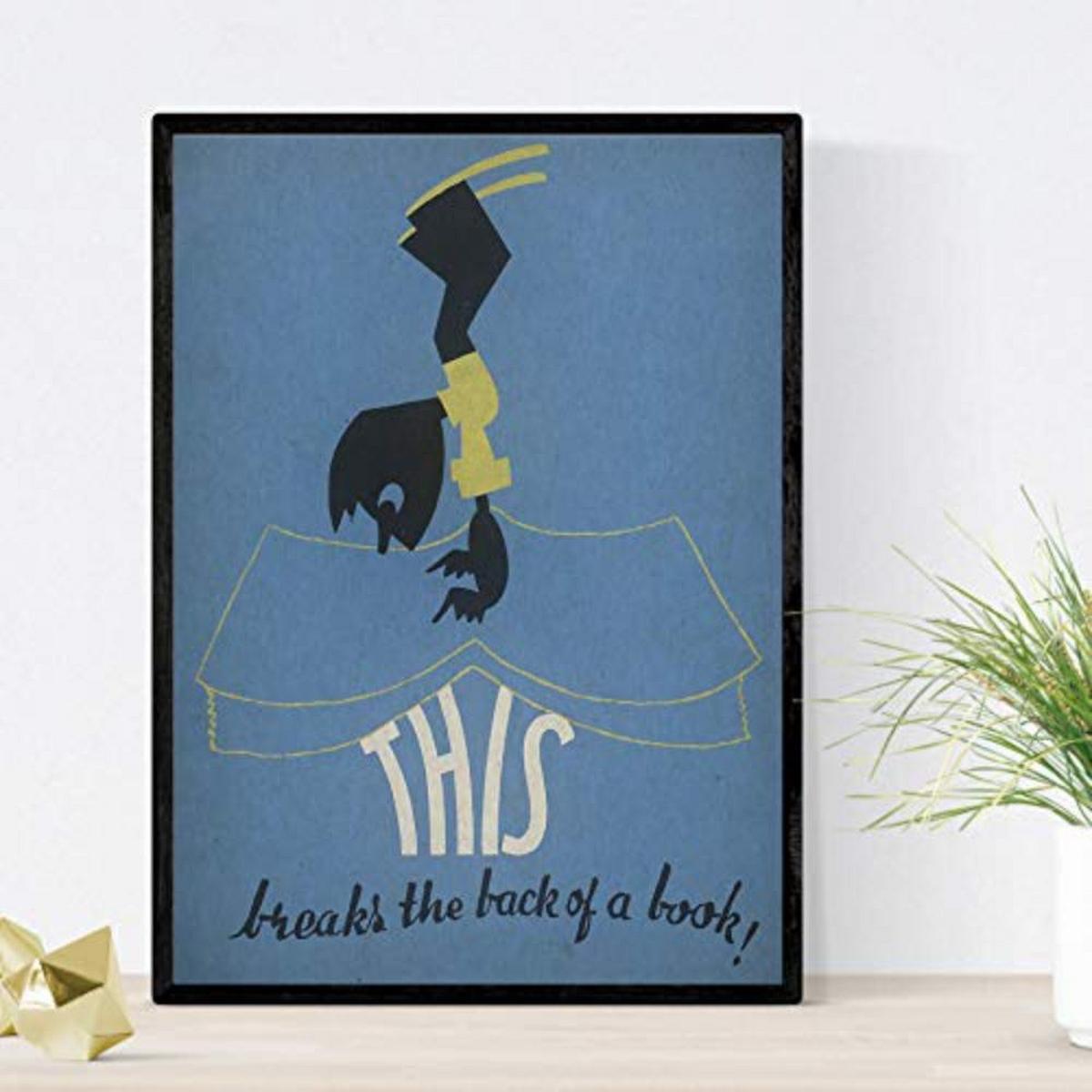 POSTER Set mit 4 JahrgangBibliothek und Bücher A4 Schwarzer Rahmen - Schwarz, Papier (29.7/3cm) - Nacnic