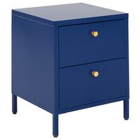 NACHTTISCH blau 2 Schubladen Kylea - Blau/Goldfarben, Metall (43/55/40cm) - Beliani
