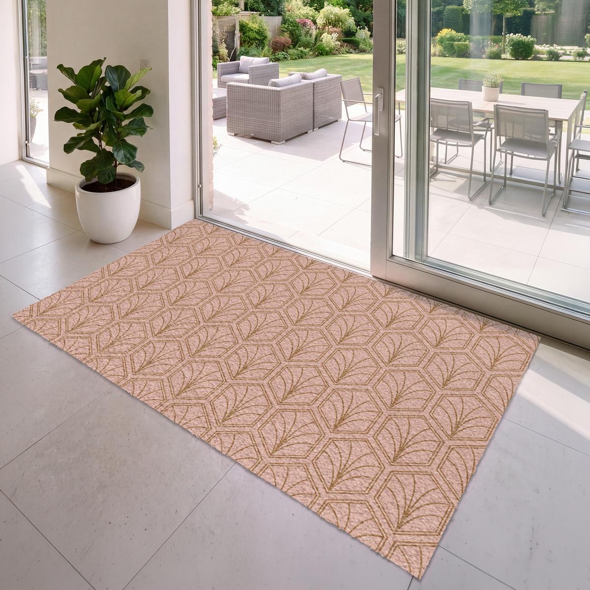 FUSSMATTE Lachsrosa - Muster - Geometrisch Schmutzfangmatte 180x120 cm - Altrosa, Kunststoff (180/0.4cm) - MuchoWow