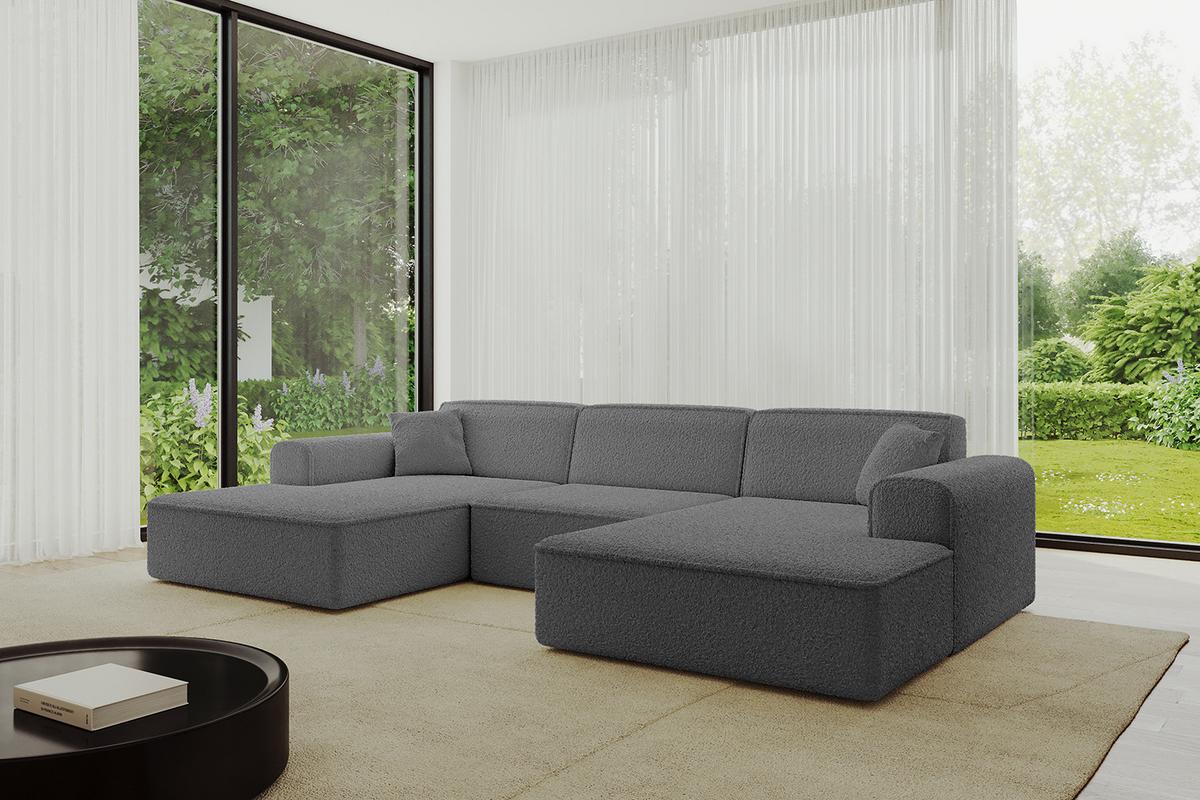 WOHNLANDSCHAFT IREA-U1-v3 - 301x165x77 cm Grau - Olivgrün, Holzwerkstoff/Textil (301/77/165cm) - ALTDECOR