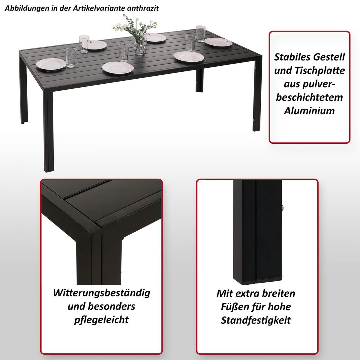ALU-ESSTISCH rechteck Hellgrau - Hellgrau, Metall (80/180/73cm) - MCW