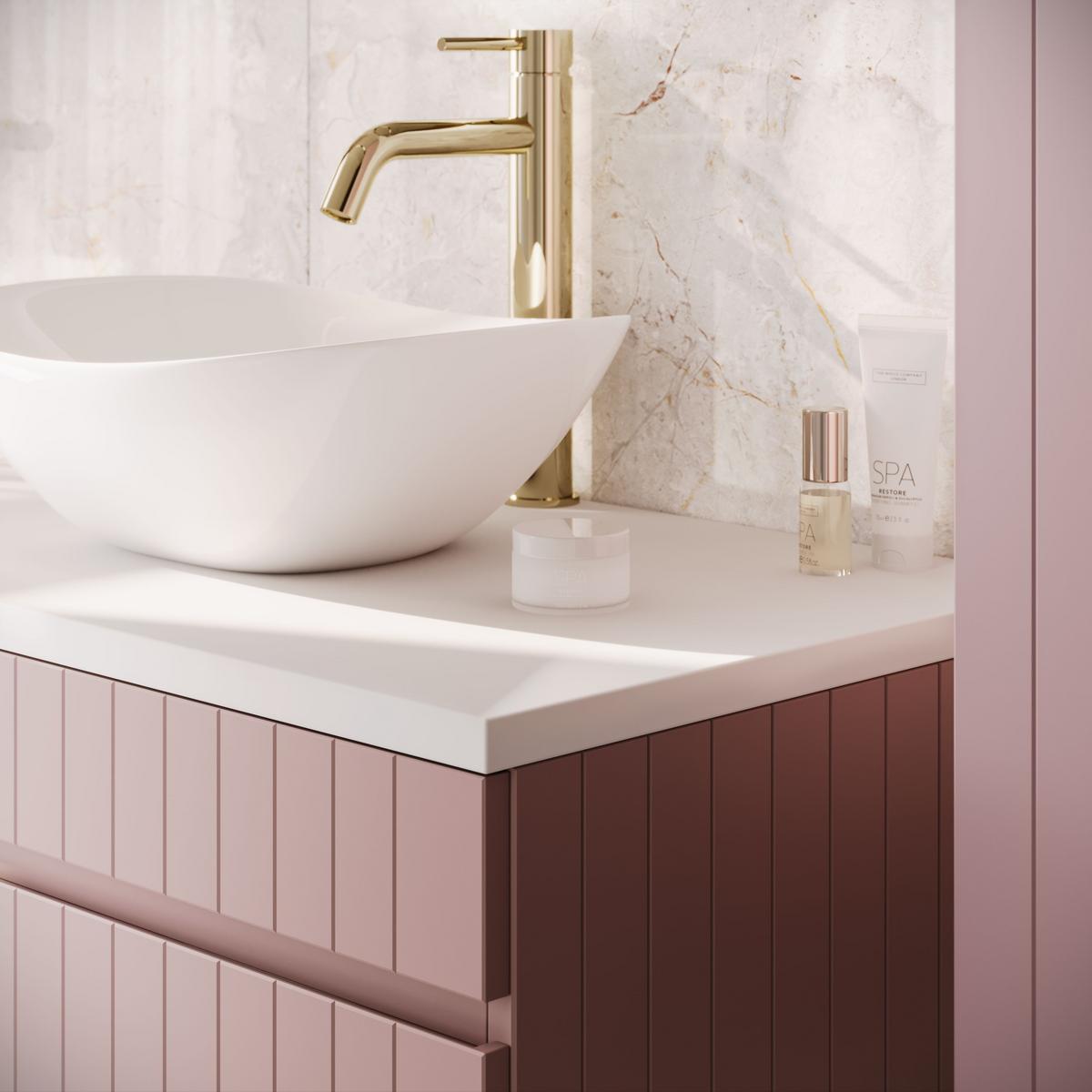 BADEZIMMER-SET FLORIS - Rosa, Holzwerkstoff (80/46/45.6cm) - Lookway