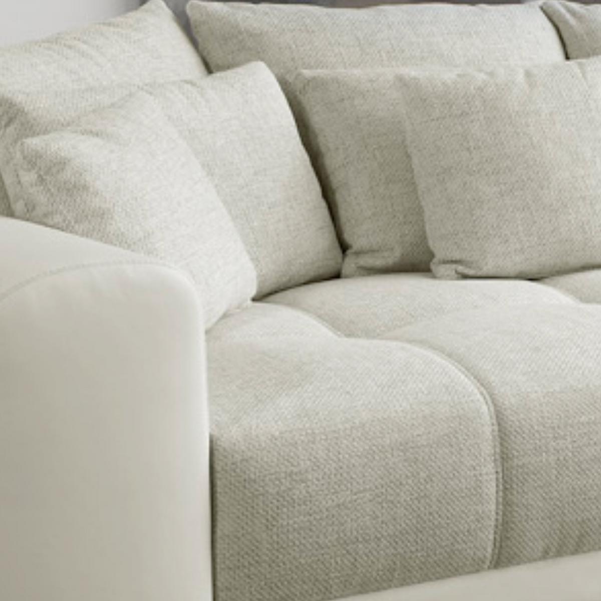 BIG-SOFA Federkern B306/T134/H86 cm, Liegefläche 120x240 cm, Korpus Kunstleder Weiß+Bezug Web-Strukturstoff Grau Beige / 15113 - Chromfarben/Greige, Kunststoff/Textil (306/86/134cm) - luma-home