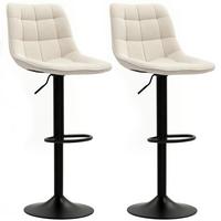 BARHOCKER 2er-Set, Gepolstert Barstuhl mit Lehne, Chenille-Optik Beige - Beige/Schwarz, Kunststoff/Textil (47/115.5/48cm) - HOMCOM