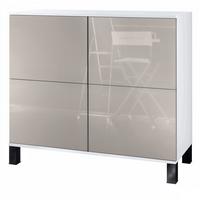 KOMMODE Rova Sandgrau Hochglanz - Sandfarben, Holzwerkstoff (92.5/84.5/35cm) - Vladon