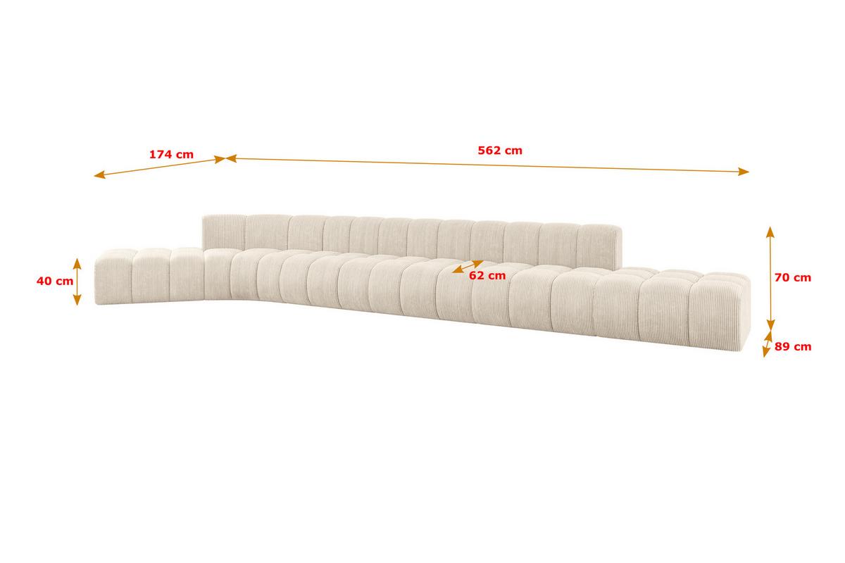 ECKSOFA modulares Sofa Solven-L3 - 562x174x70 cm Beige - Beige, Holzwerkstoff/Textil (562/174cm) - ALTDECOR