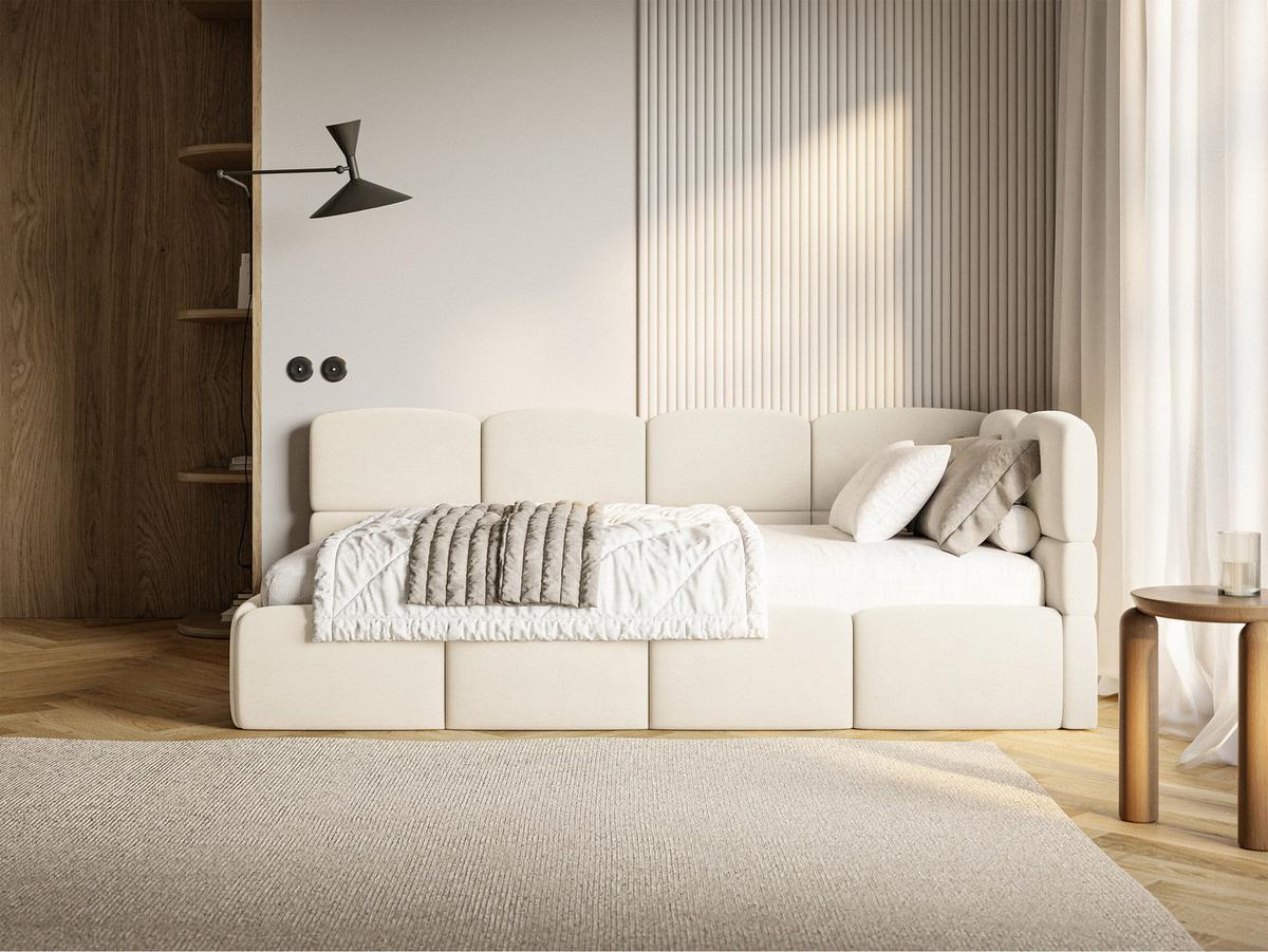 JUGENDBETT Cloudy Creme 120 x 200 cm - Creme/Schwarz, Kunststoff/Textil (120/200cm) - Selsey