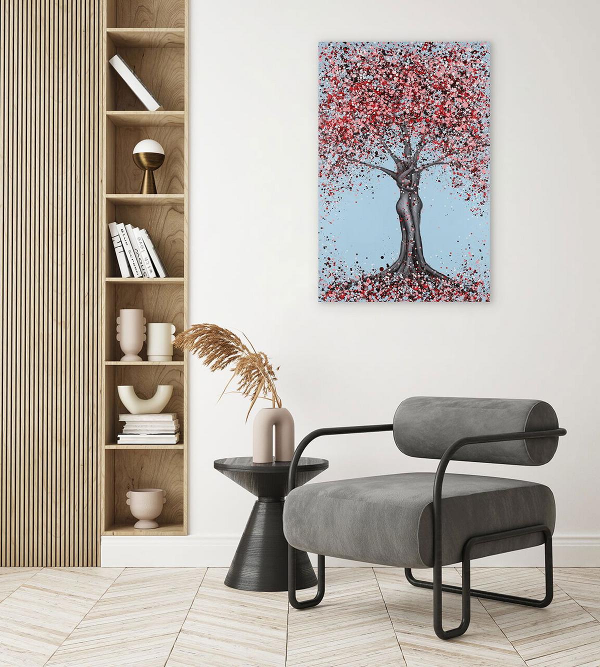 ACRYLBILD HANDGEMALT 60/90 cm - Blau/Pink, Holz/Textil (60/90cm) - KUNSTLOFT