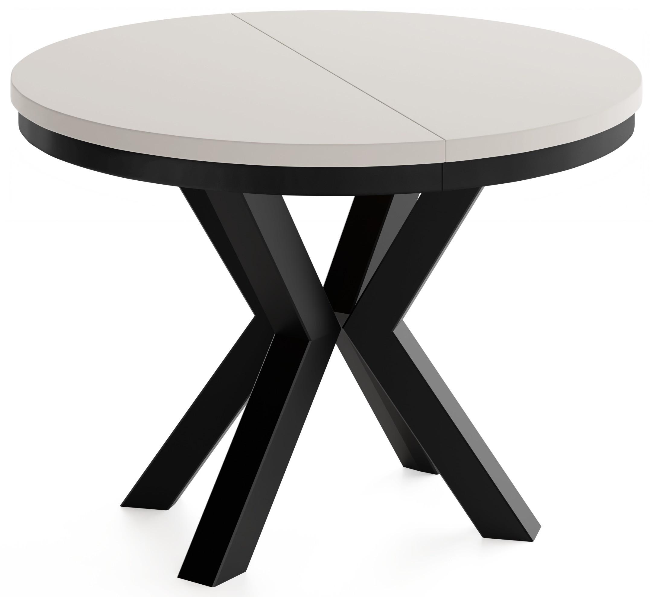 ESSTISCH Clara runder ausziehbarer, Kaschmir Grau Beige 100-180/100/76 cm - Kaschmir/Beige, Holzwerkstoff/Metall (100/180/76cm) - WFL GROUP