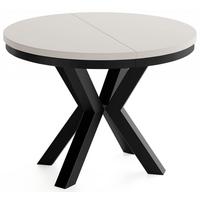 ESSTISCH Clara runder ausziehbarer, Kaschmir Grau Beige 100-180/100/76 cm - Kaschmir/Beige, Holzwerkstoff/Metall (100/180/76cm) - WFL GROUP