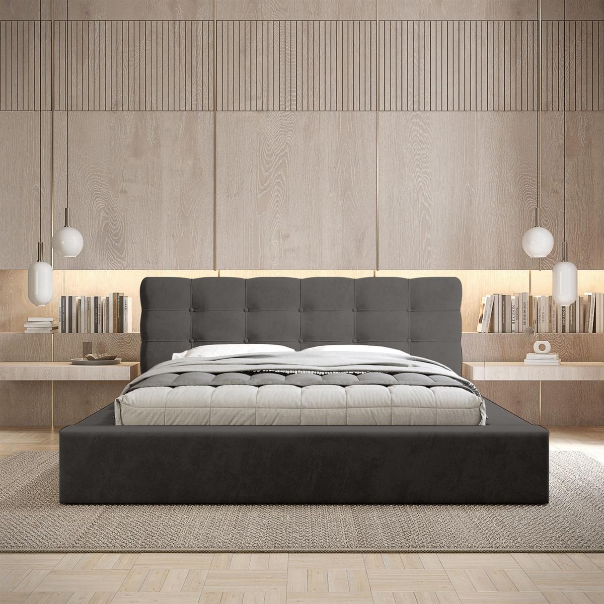 POLSTERBETT Antonio Stoff Ditra - Anthrazit, Holzwerkstoff/Textil (180/200cm) - Fun Möbel