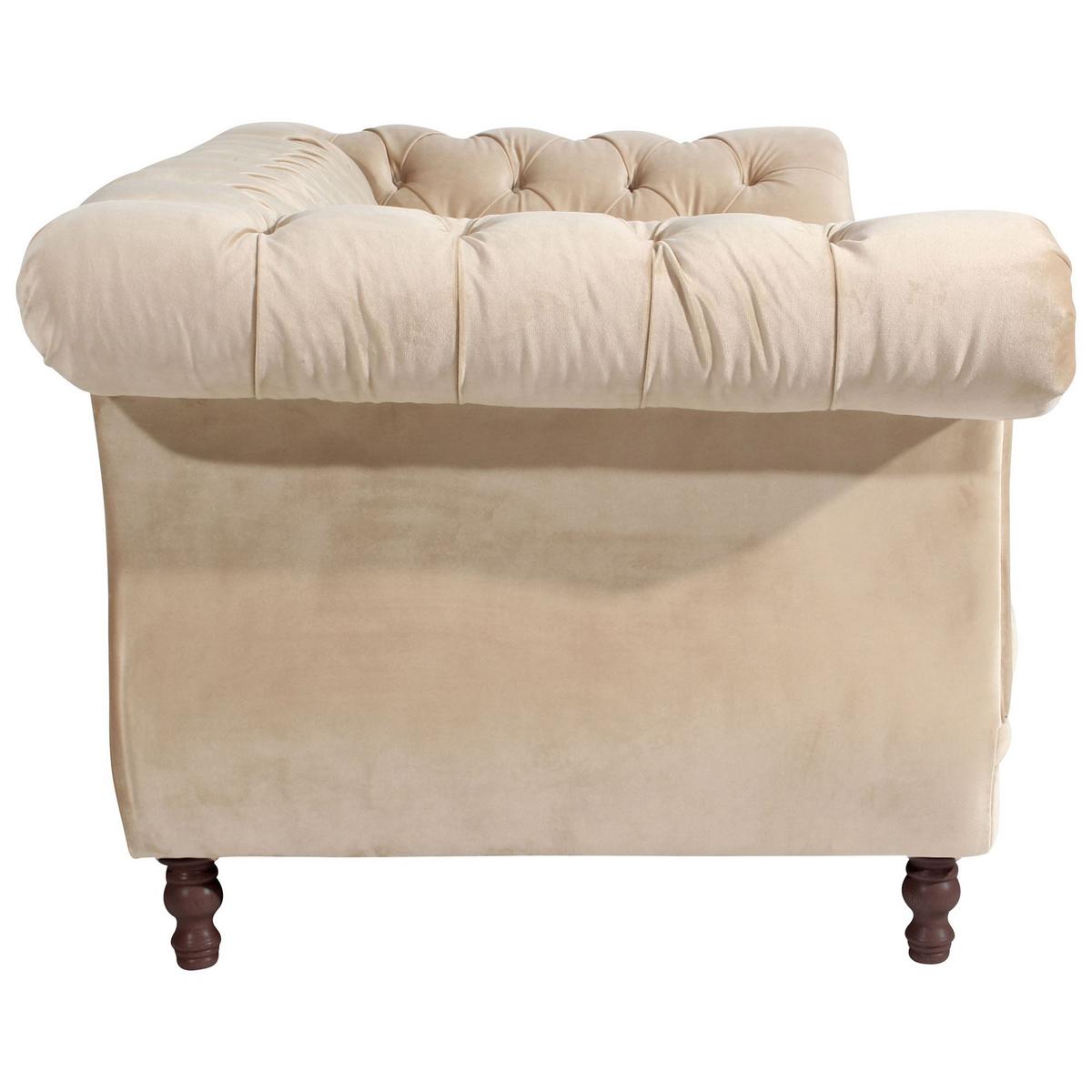 CHESTERFIELD Sofa 2-Sitzer Kaylin Samtvelours sand - Sandfarben, Kunststoff (200/80/100cm) - 58aufmkessel