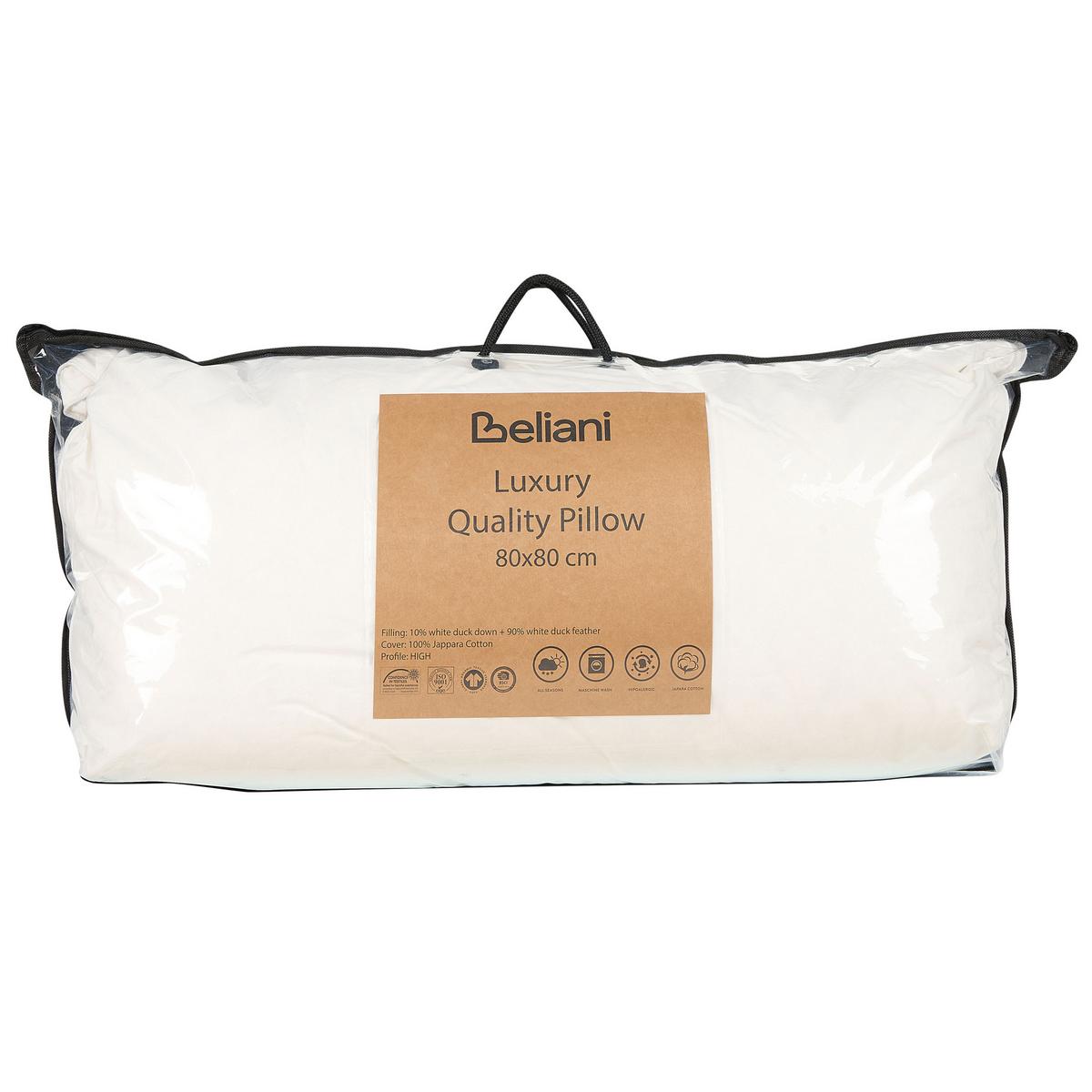 KOPFKISSEN Weiß 80/80 cm Feldberg - Weiß, Naturmaterialien (80/80cm) - Beliani
