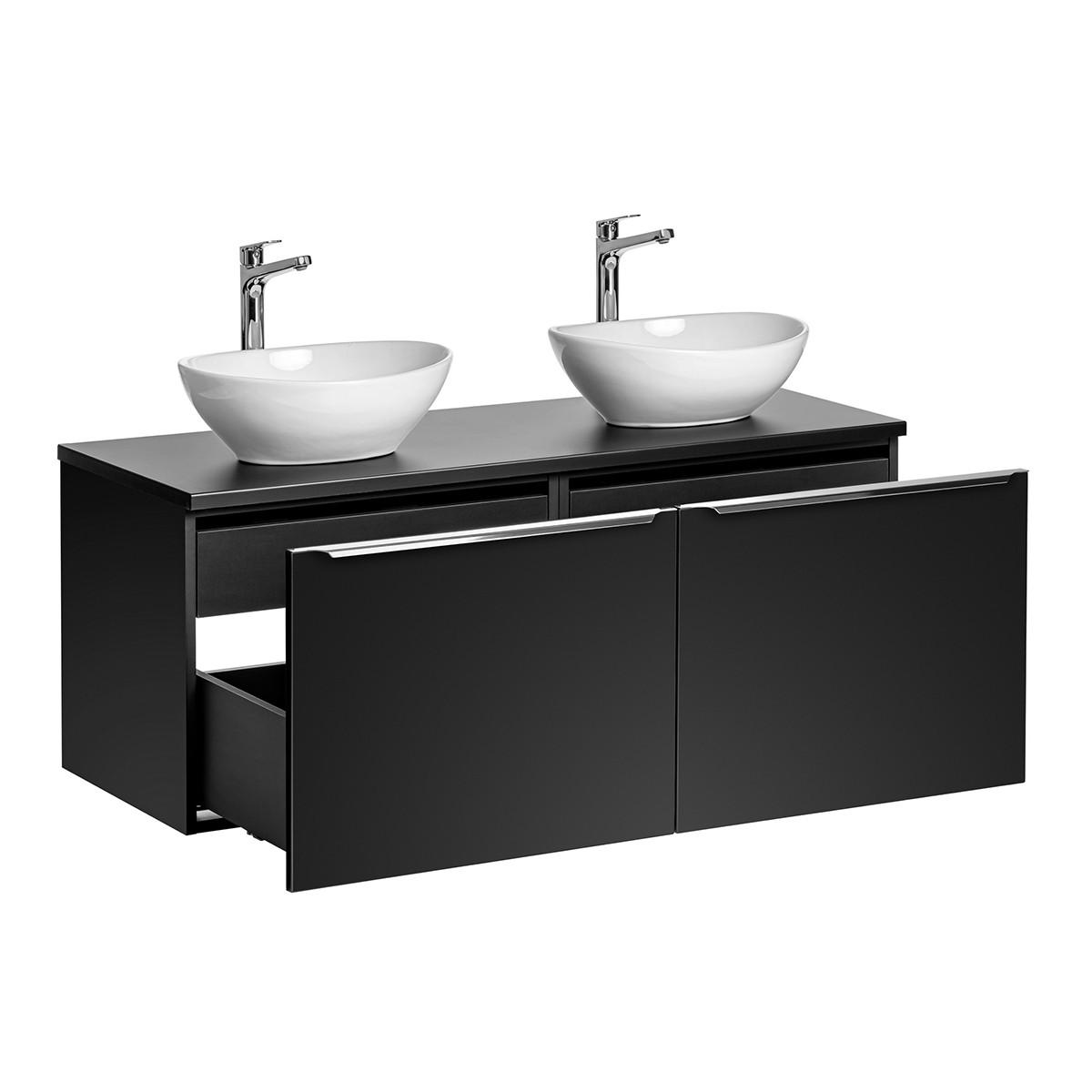 DOPPELWASCHTISCH 120cm Éros Schwarz - Schwarz, Holzwerkstoff (120/48/46cm) - Petits-meubles