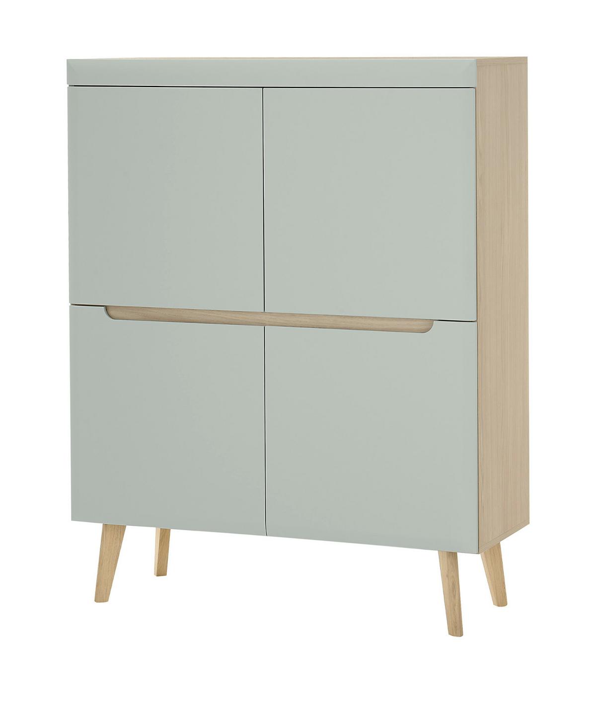 GARDEROBEN-SET 2-teilig Pistazie matt, Scandi Eiche, Garderobenkombination skandinavisch, 227 x 209 cm - Eichefarben/Pastellgrün, Glas/Holz (237/200/40cm) - Furn.Design