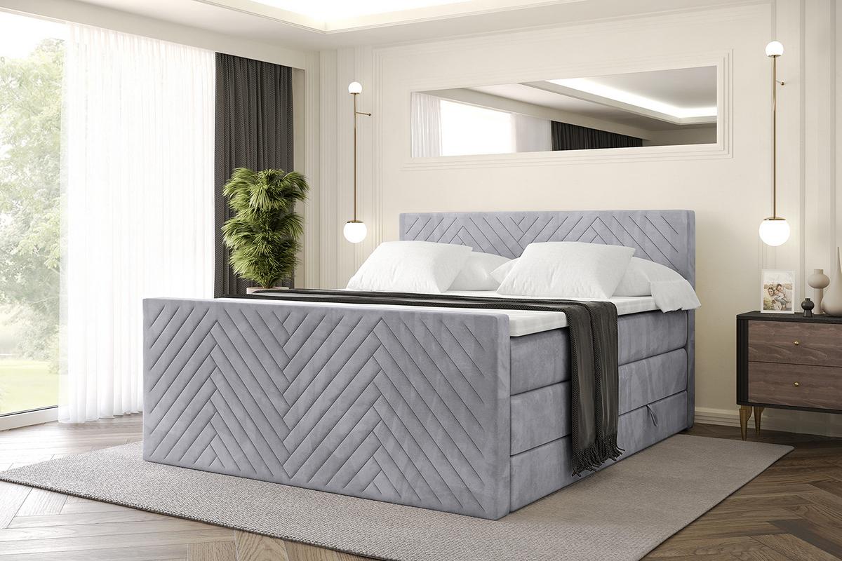BOXSPRINGBETT mit Matratze und Lattenrost - VEXA-Z KING-120x200 - Grau Monolith - Grau, Holzwerkstoff (120/200cm) - ALTDECOR