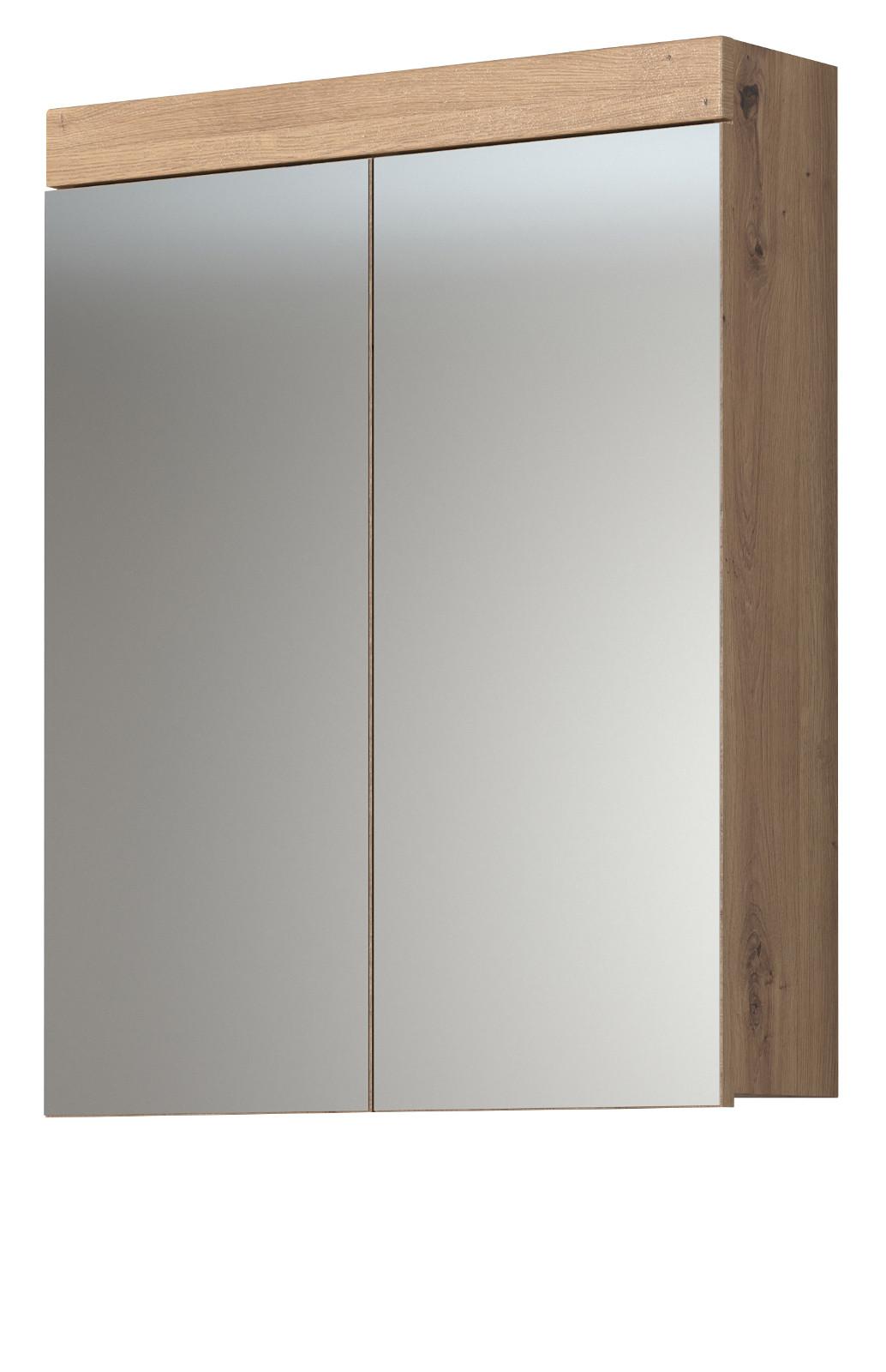 SPIEGELSCHRANK Asteiche 60 x 77 cm, Badschrank 2-türig - Eichefarben, Glas/Holzwerkstoff (60/77/17cm) - Top.Furn